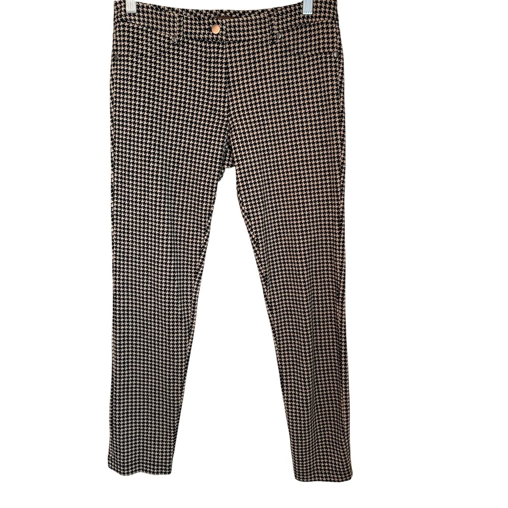 J.McLaughlin Becca Pants Leggings‎ Tan Black Houndstooth Size 4 Ponte Stretch